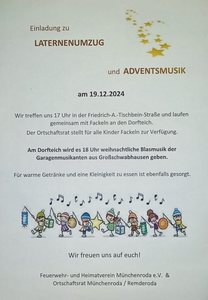 Laternenumzug mit Adventsmusik